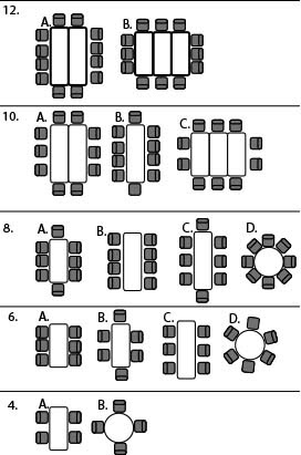 Example table/chair layouts